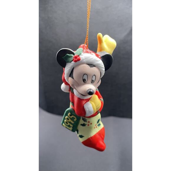 Disney Other - Vintage Disney 1995 Porcelain Mickey‎ Mouse in Stocking Christmas Ornament.